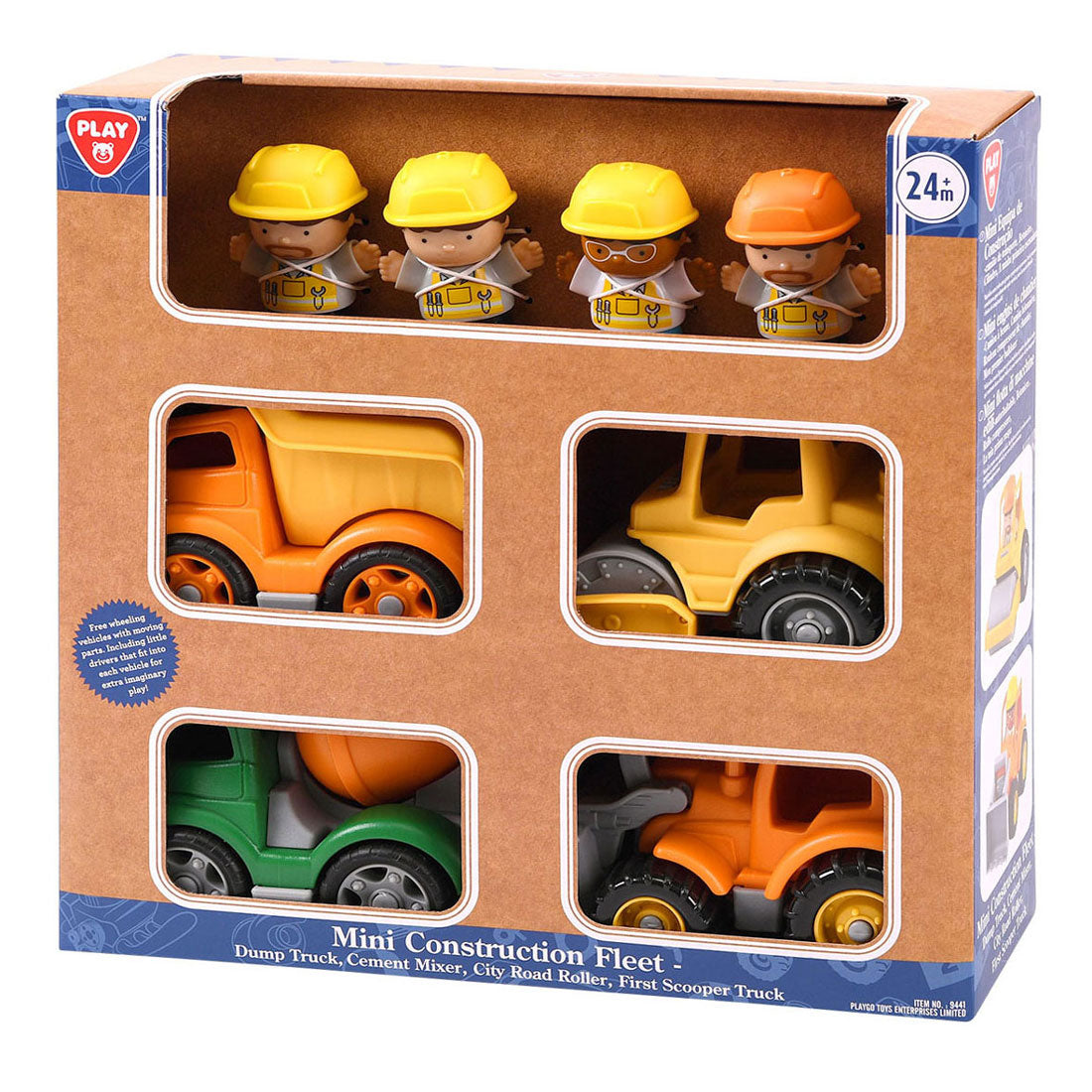 Speel mini constructie voertuigen met figuren speelset, 8dlg.