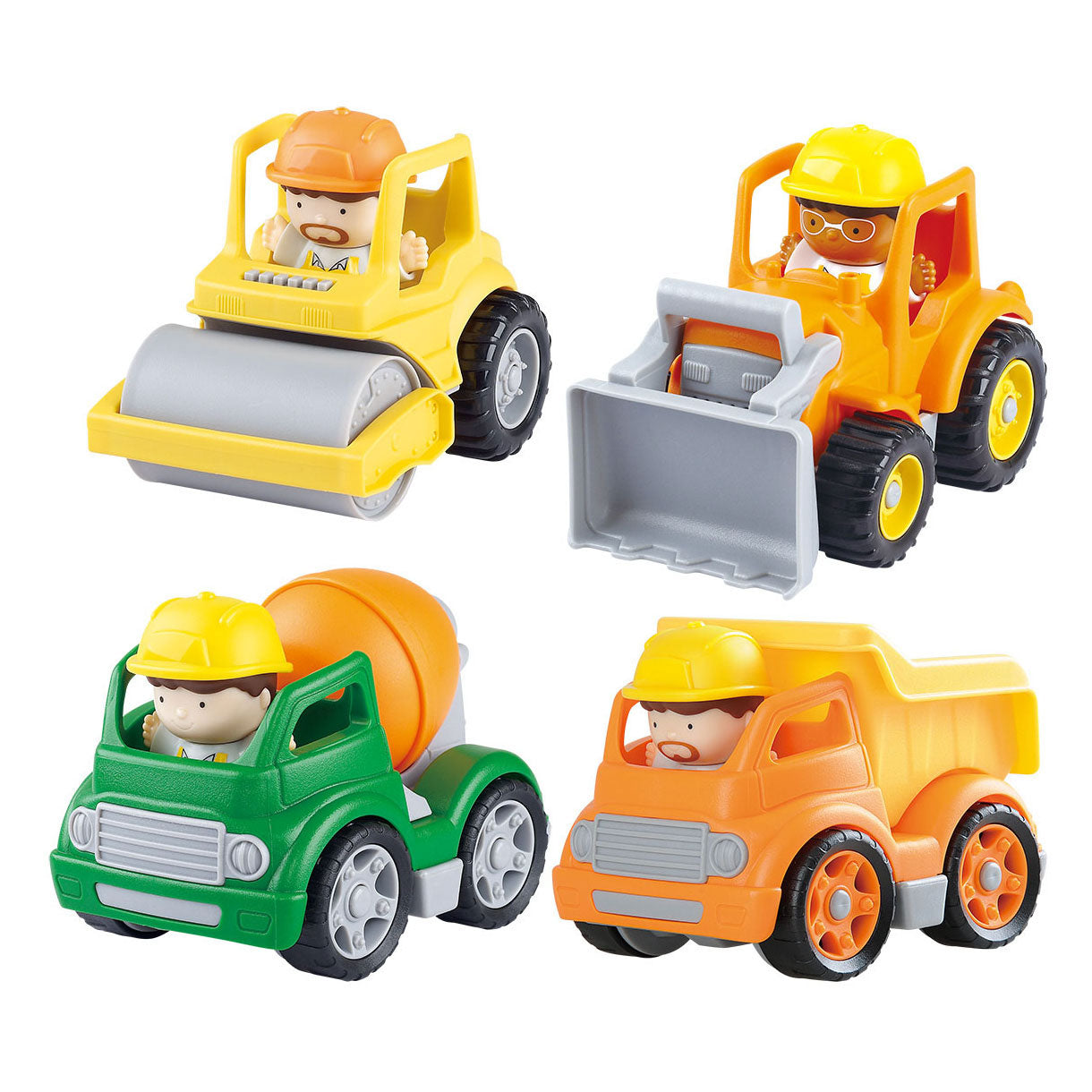 Speel mini constructie voertuigen met figuren speelset, 8dlg.