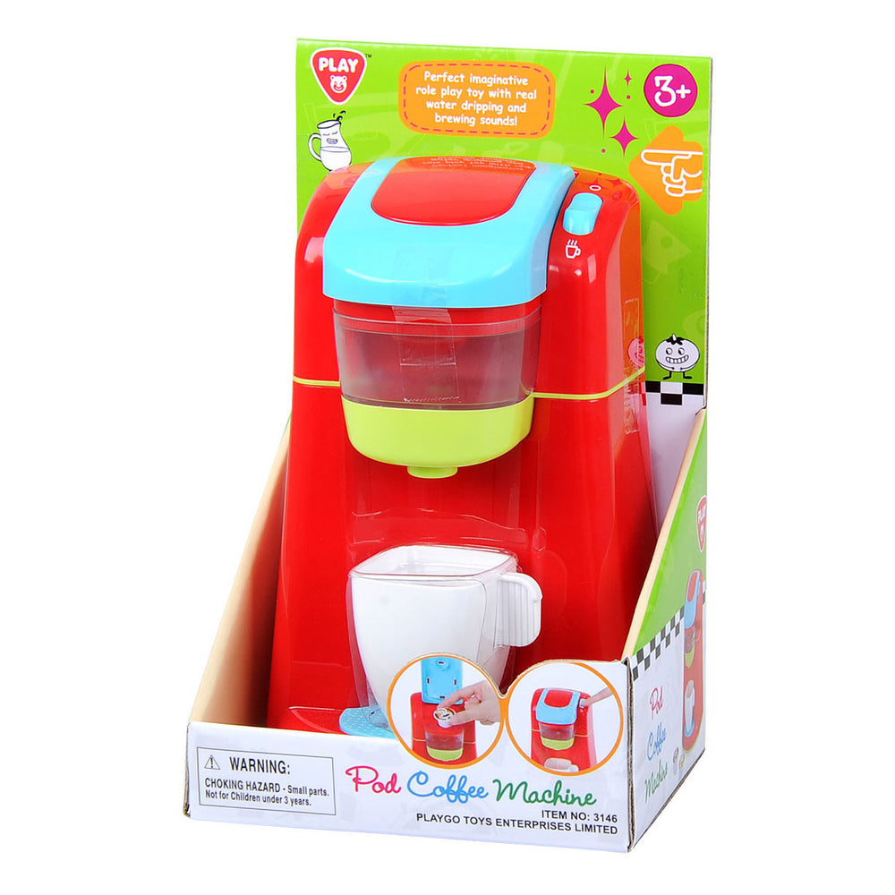 Speel koffiemachine rood met cups, 4dlg.