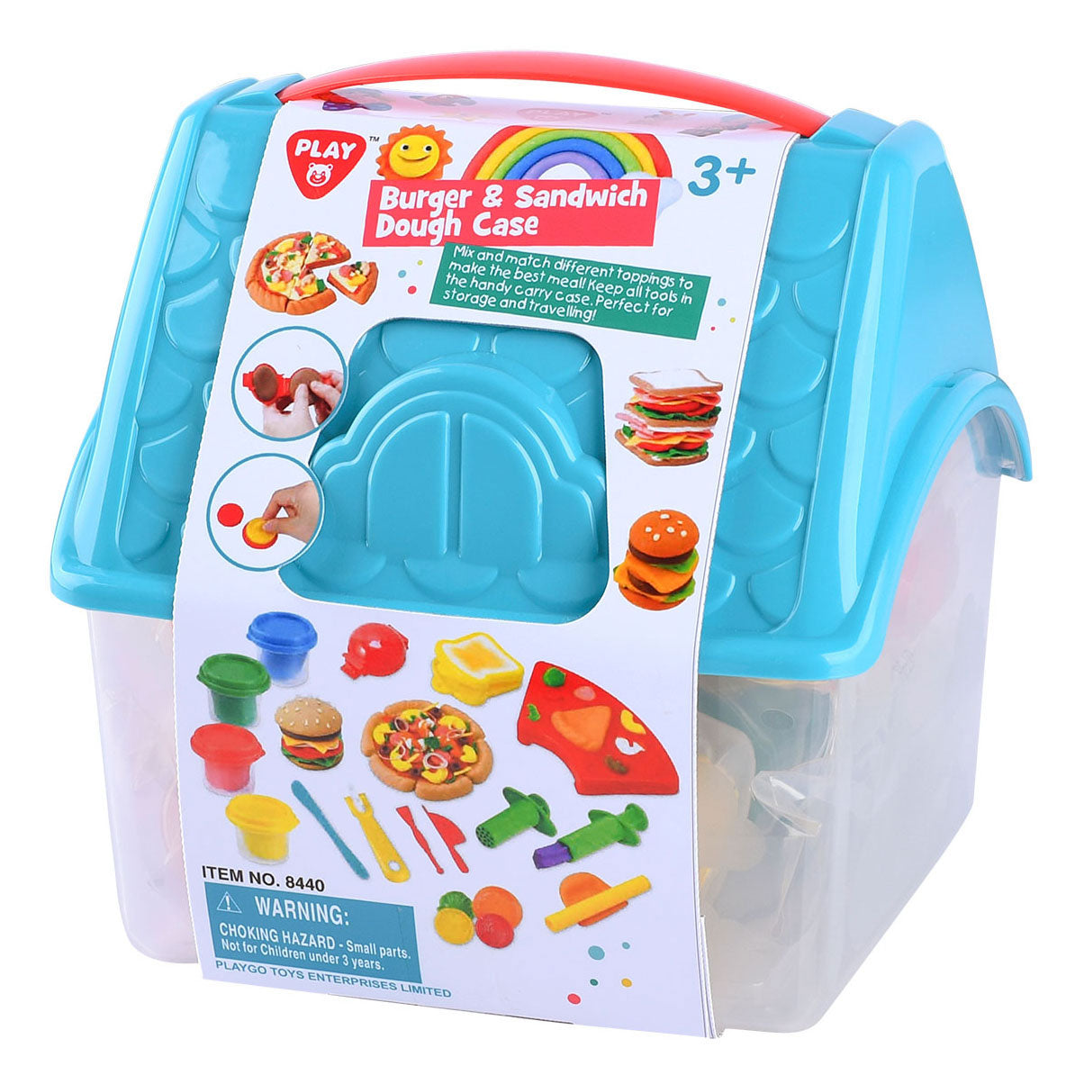 Speel hamburger en sandwich kleiset in opbergdoos, 4 kleipotjes
