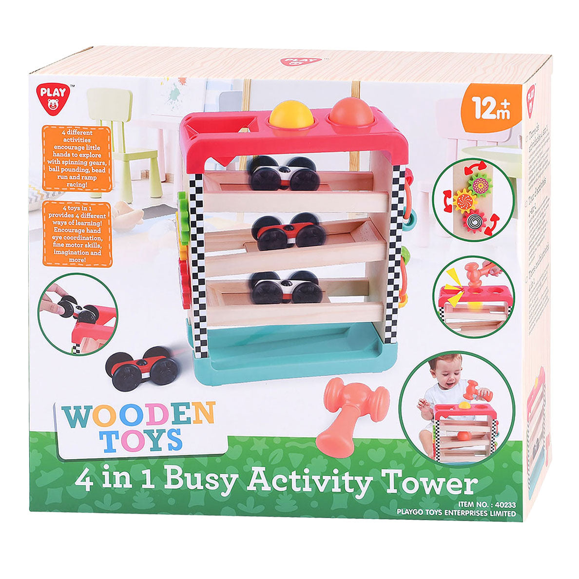 Playgo 4in1 houten activiteiten speeltoren
