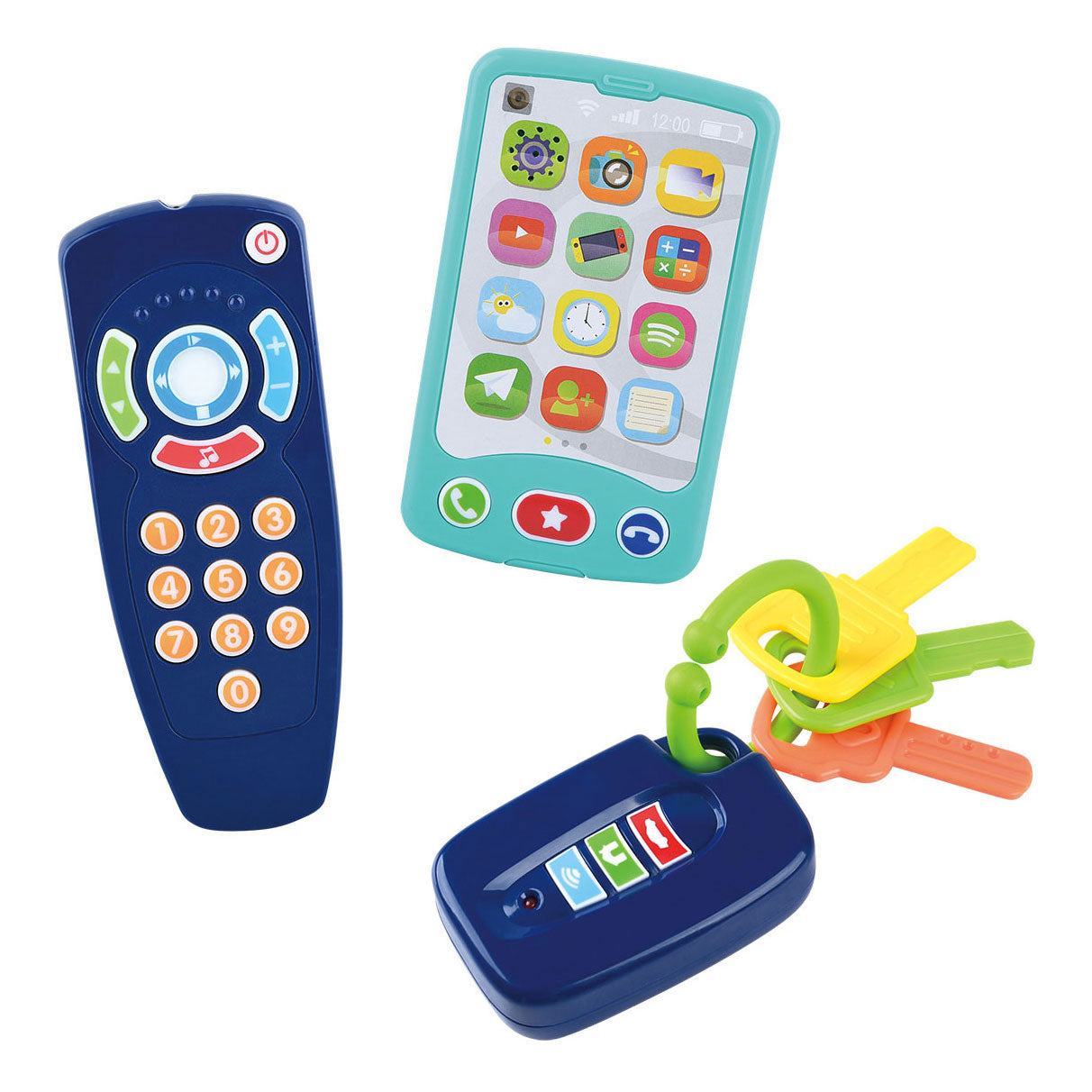 Speel baby speeltjes sleutel, afstandsbediening en telefoon, 3dlg.