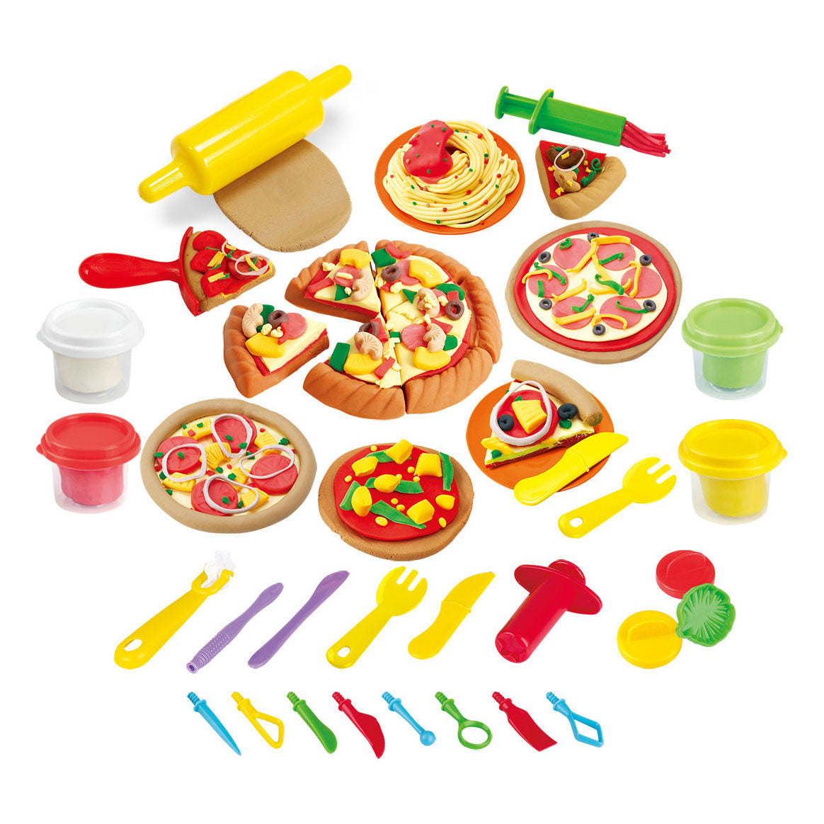 Speel mijn eigen pizzeria kleiset, 4 kleipotjes