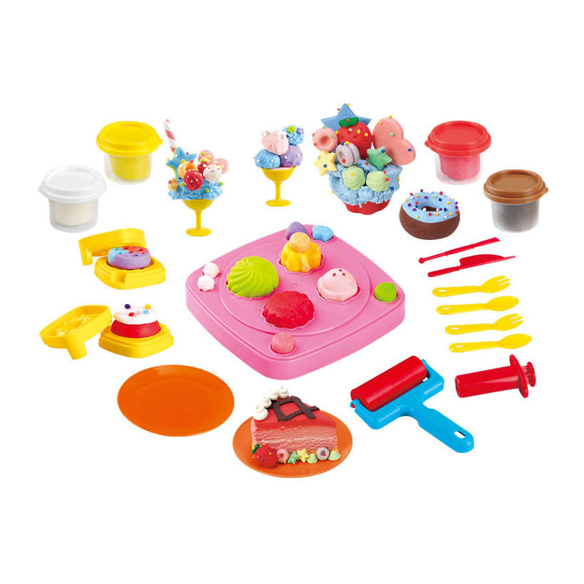 Speel toetjes fabriek kleiset, 4 kleipotjes