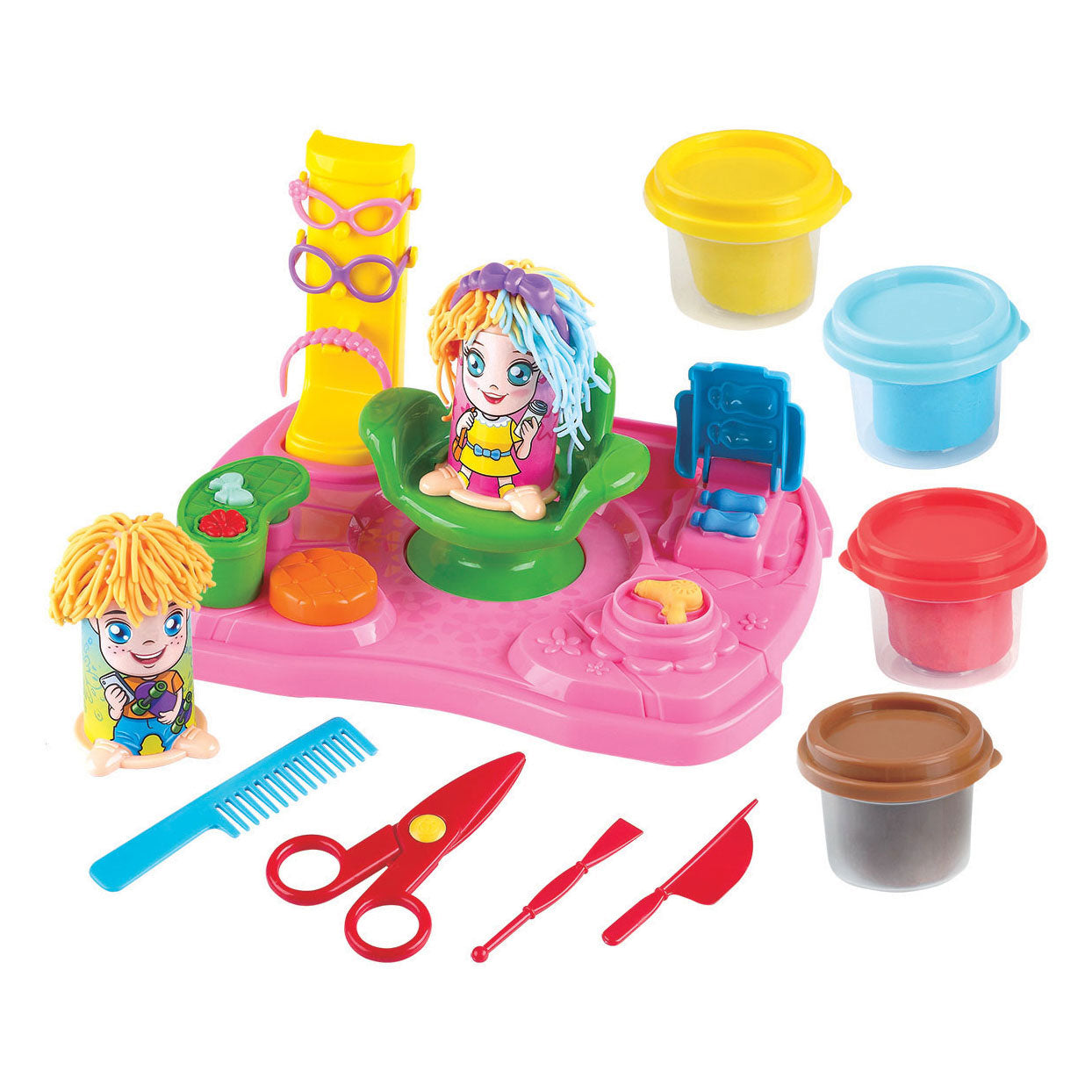 Speel haarstudio kleiset, 4 kleipotjes