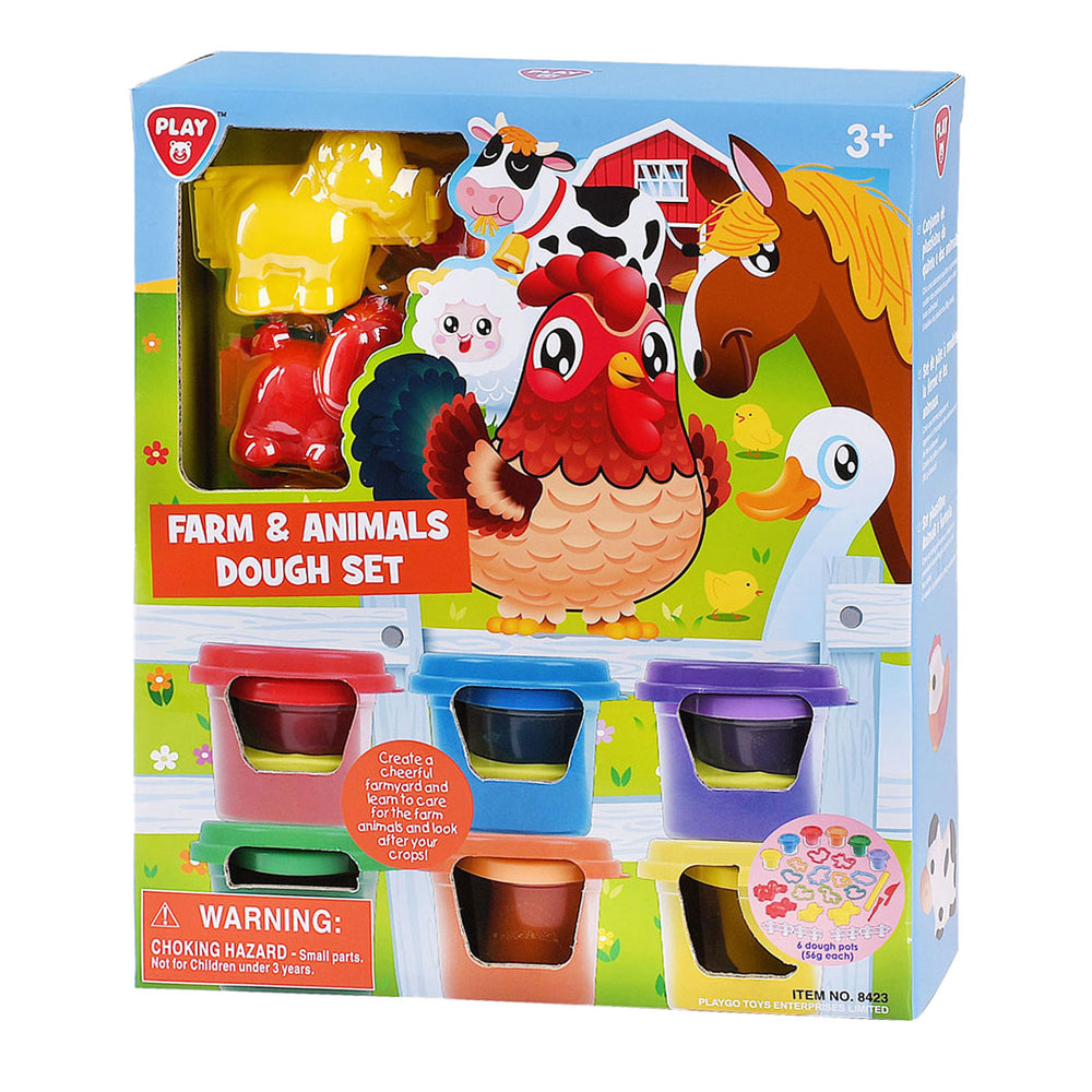 Speel boerderij en dieren kleiset, 6 kleipotjes