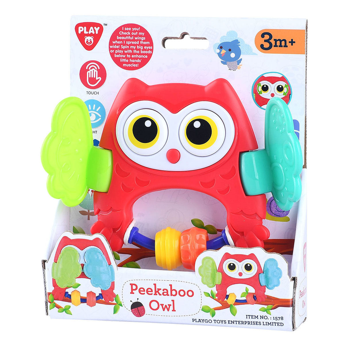 Speel kiekeboe uil rammelaar rood