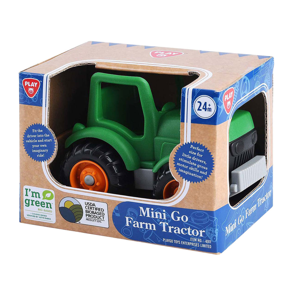 Playgo mini go landbouwtractor, groene tractor met deze leuke tractor van kun je veel plezier maken.