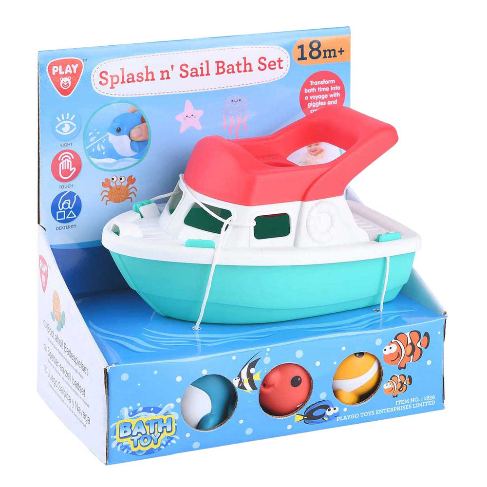 Playgo badspeelgoed boot met spuitfiguurtjes voor sensorisch spel.