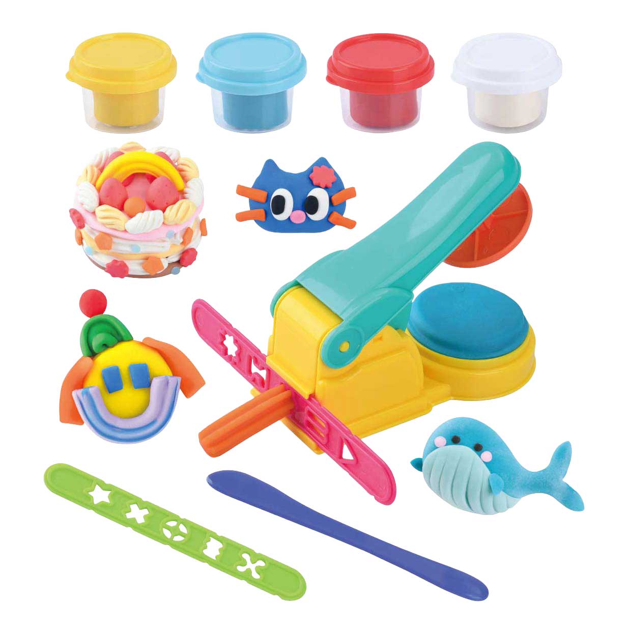 Playgo persmachine kleiset - 4 kleipotjes