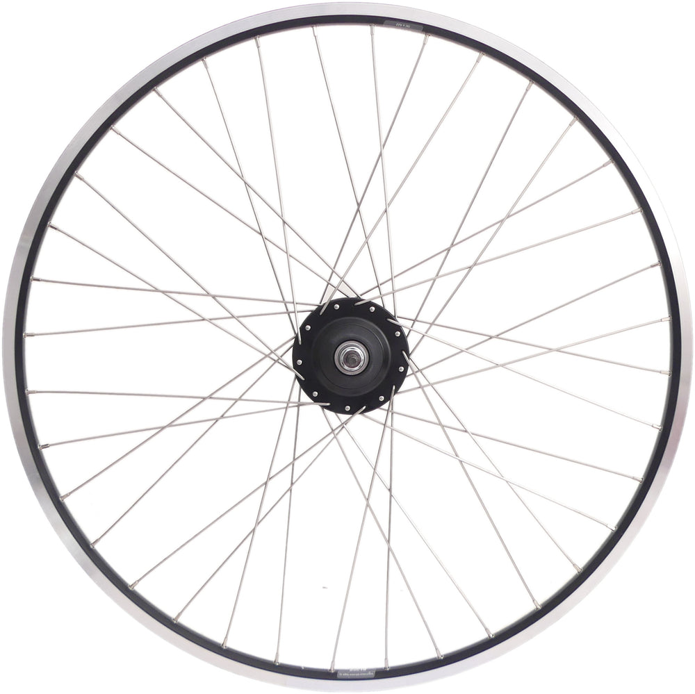 Achterwiel 28 nexus 8 rollerbrake naaf met zwarte velg en RVS spaken