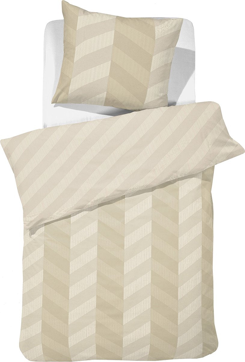 Damai dekbedovertrek atomy - satijn - 140x200 220 cm - soft beige + 1 kussensloop 60x70