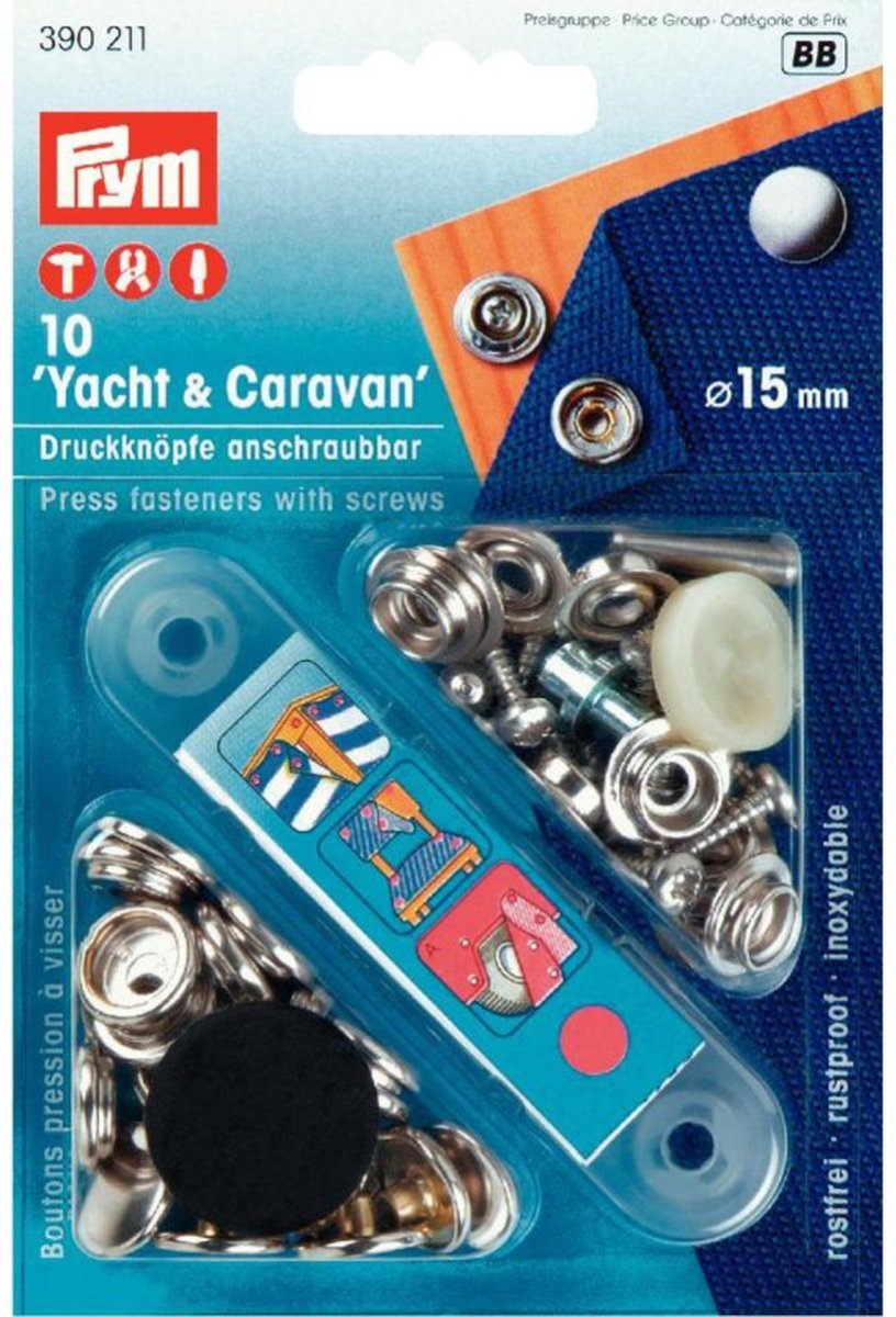 Prym yacht en caravan naaivrijedrukknopen 15mm - 10 stuks