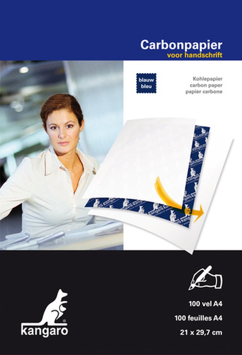 Kangaro carbonpapier - a4 - 100 vel - blauw - handschrift - k-7800478