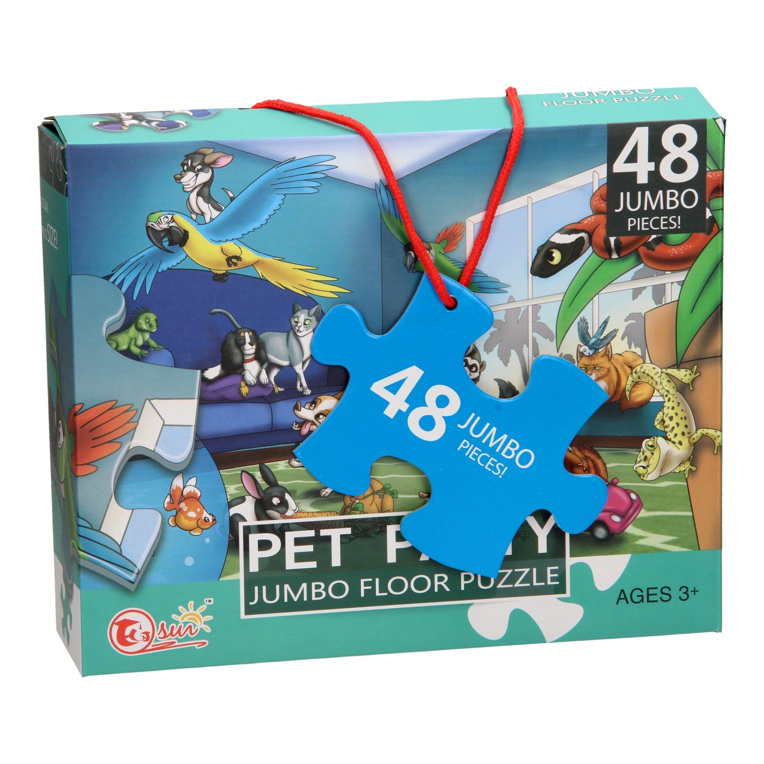 Vloerpuzzel xl huisdieren feest, 48st. (90x60cm)