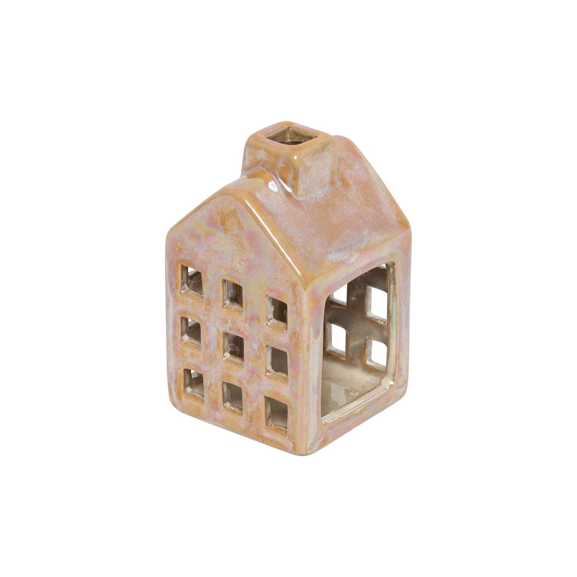 Countryfield donte theelicht huis geel 6x6x10cm