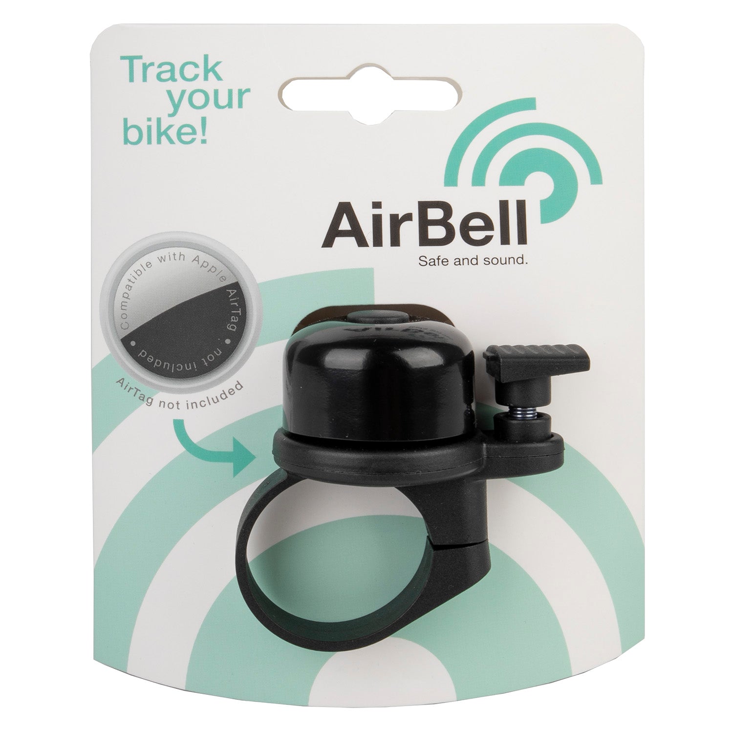 AirBell Fietsbel met Airtag houder ø31.8mm zwart