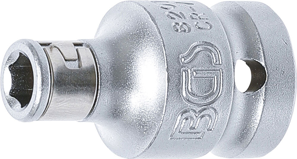 Bgs technic bit adapter with retaining ball square 1 2 to hex 1 4