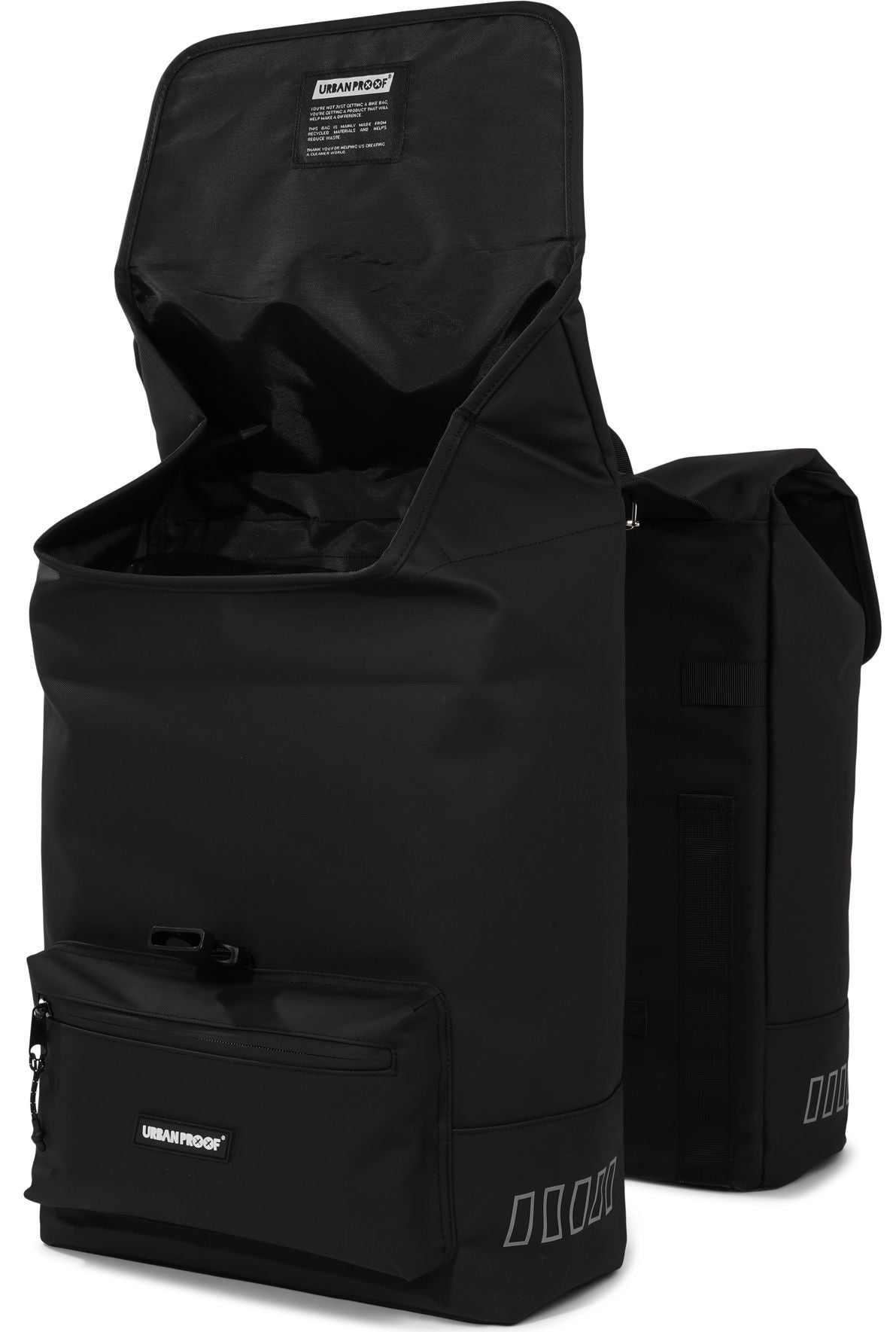 Urbanproof tas double cargo up recycle 38l zwart