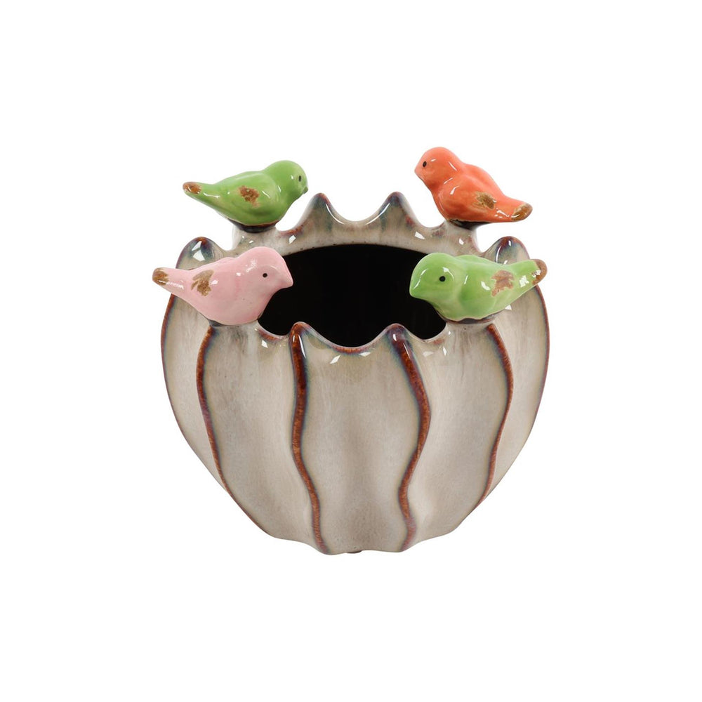 Countryfield bloempot vogels bruin 11x11x10,5cm