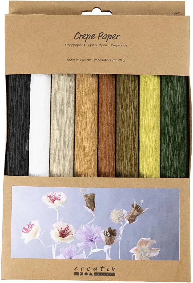 Creativ company https: www.cchobby.nl crepepapier-vel-25x60-cm-crepe-verhouding-180-105-gr-naturel-8-vel-1-doos