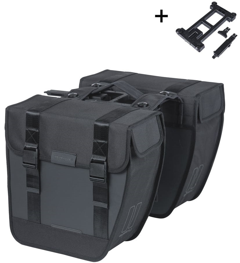 Basil dubbele fietstas tour waterproof mik 28 liter 14 x 29 x 30 cm (2x) - zwart