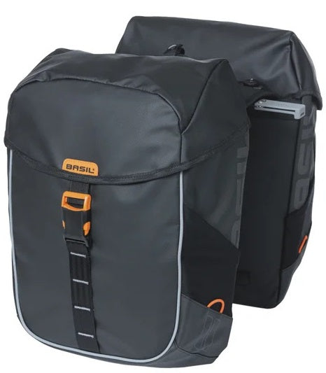 Basil dubbele fietstas miles dekzeil mik 34 liter 13 x 25 x 37 cm - zwart oranje