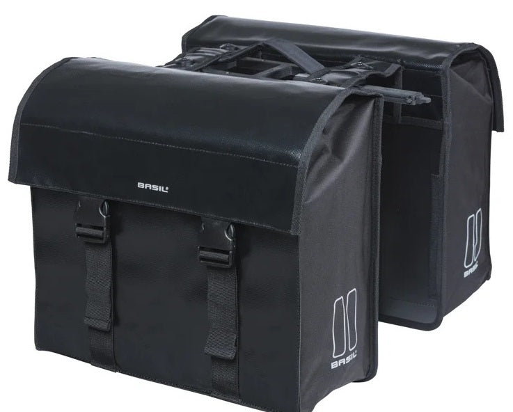 Basil dubbele fietstas urban load mik 48-53 liter - zwart