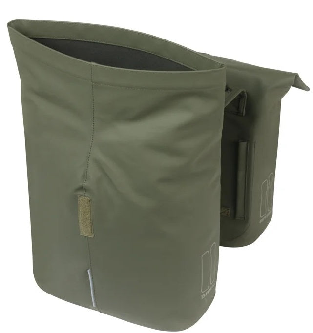 Basil dubbele fietstas city mik 28 - 32 liter - mosgroen