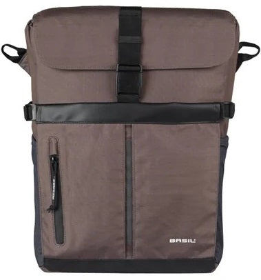 Basil fietsschoudertas move mik haken bruin met helmvak |15l