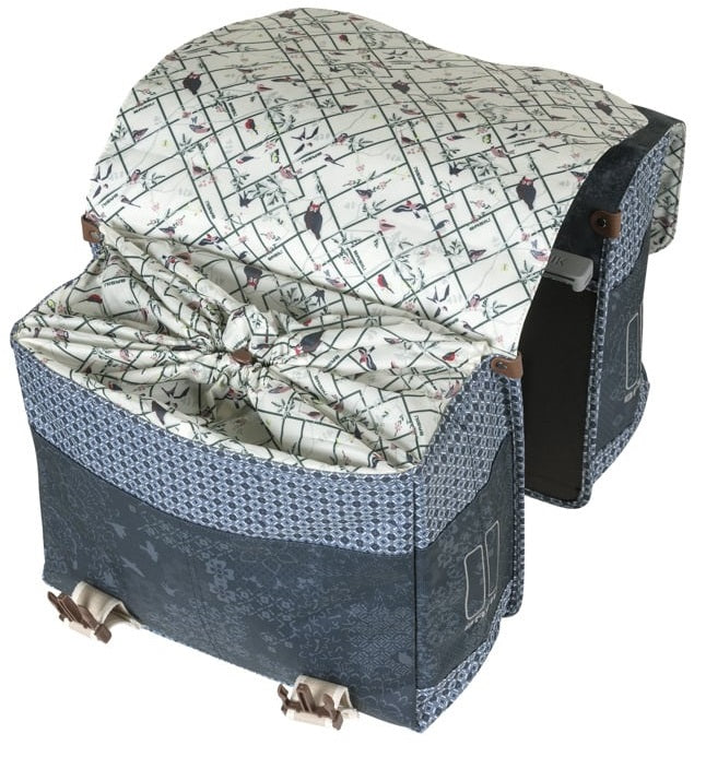 Basil dubbele fietstas bohème mik 35 liter - indigo blauw