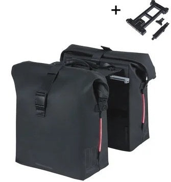 Basil dubbele fietstas soho nordlicht mik 41 liter - zwart