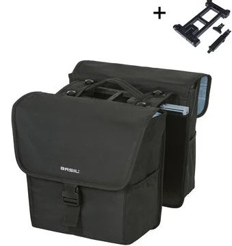 Basil dubbele fietstas go mik 32 liter - zwart