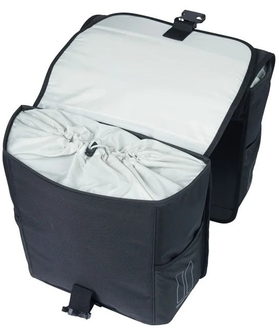 Basil dubbele fietstas go mik 32 liter - zwart