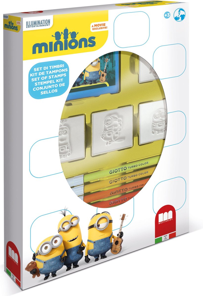 Multiprint minions - box - 4 stempels + 7 stiften