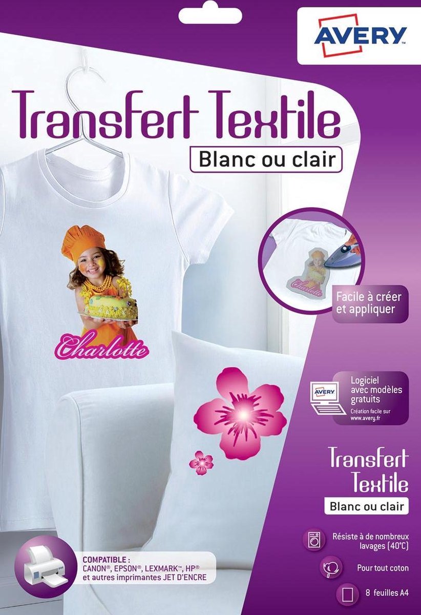 Avery transferfolie t-shirt a4 transparant doos a 8 vel