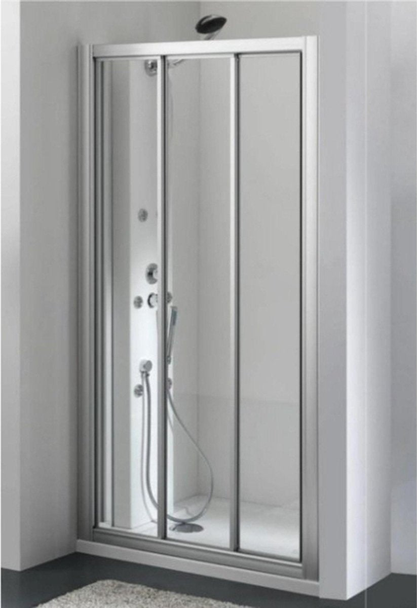 Merkloos sans marque plieger economy schuifdeur 90x185cm (afstelbaar van 88 tot 94cm) aluminium profiel en druppel acrylglas