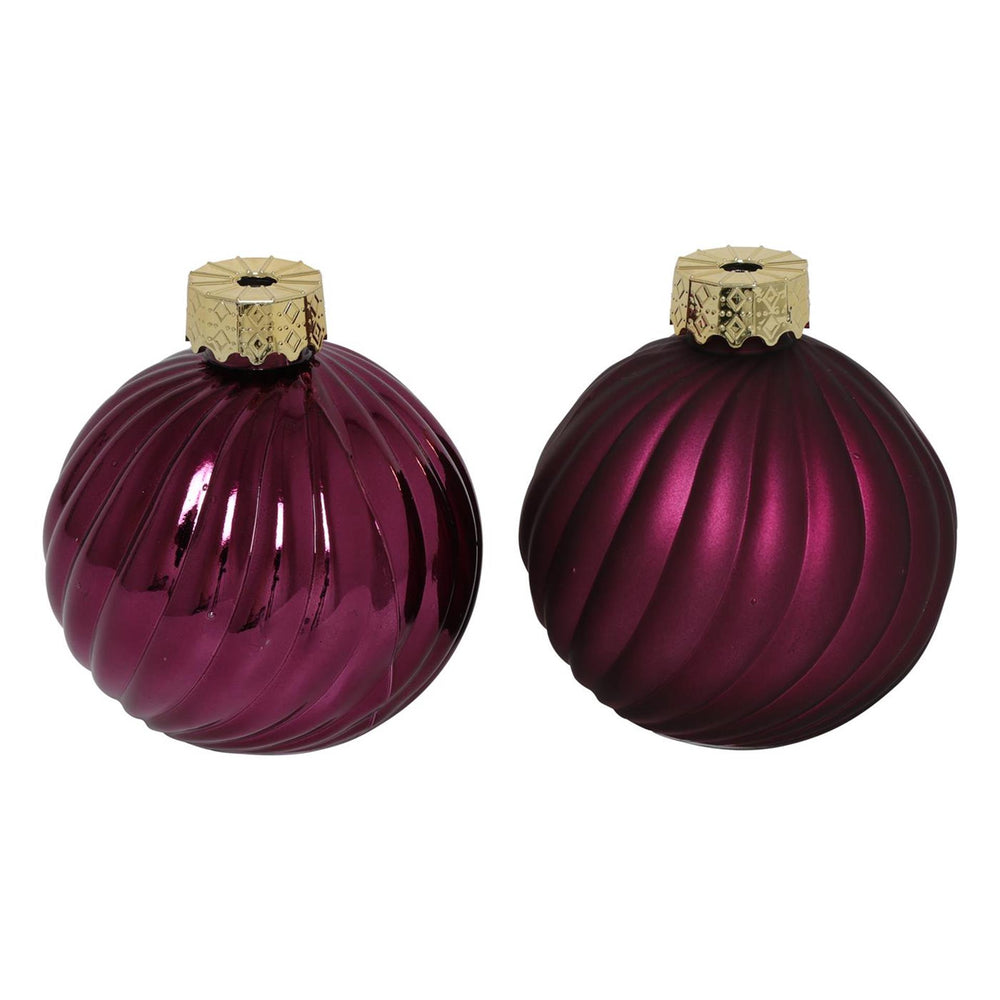 Countryfield kerstbal stripe paars glas ø10cm