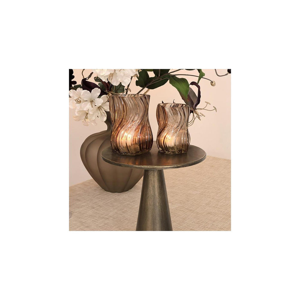 Countryfield theelicht esli s bruin glas ø8xh10,5cm