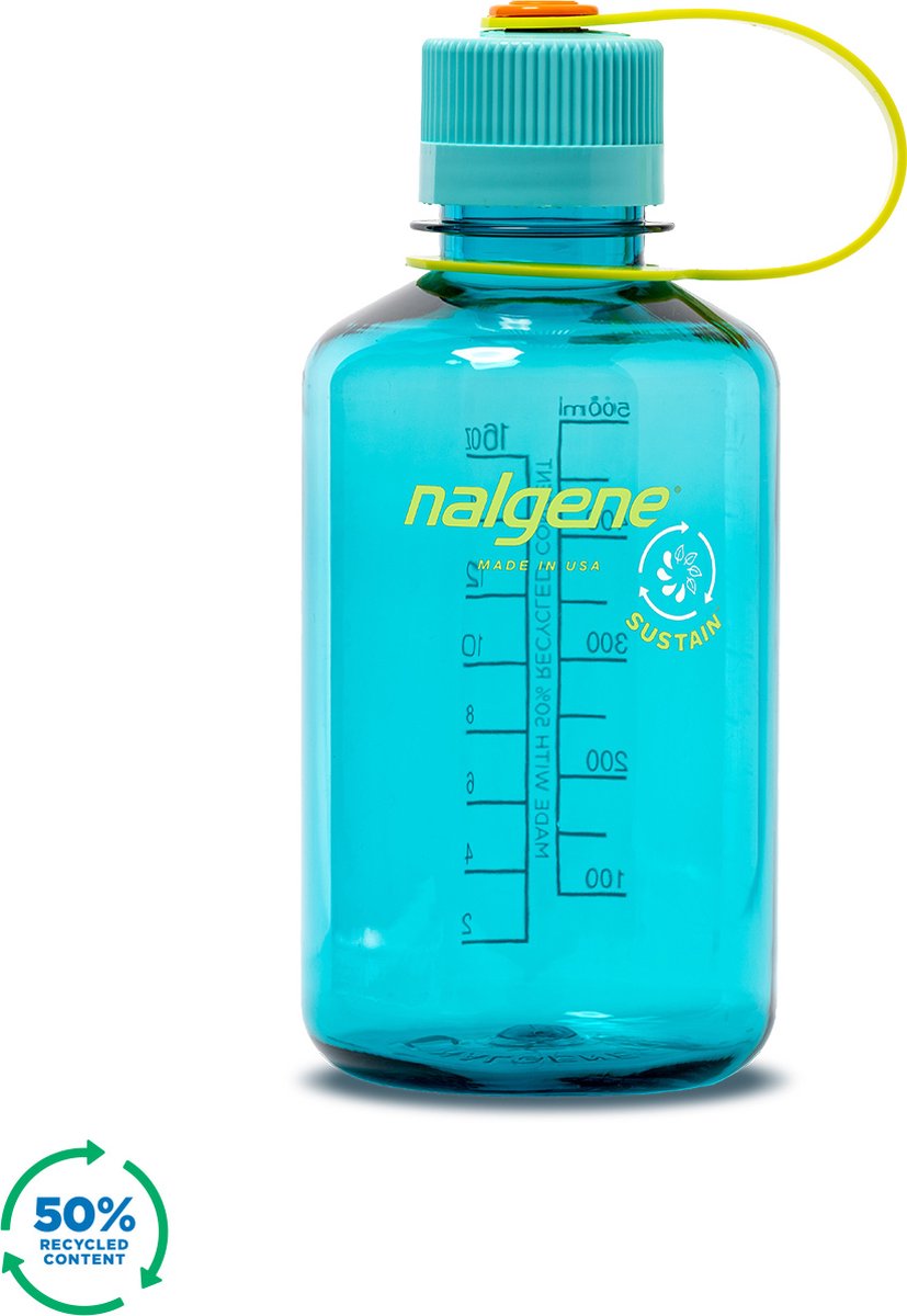Nalgene - narrow mouth bottle - drinkfles - waterfles - lekvrij - 500ml - bpa free - sustain - cerulean
