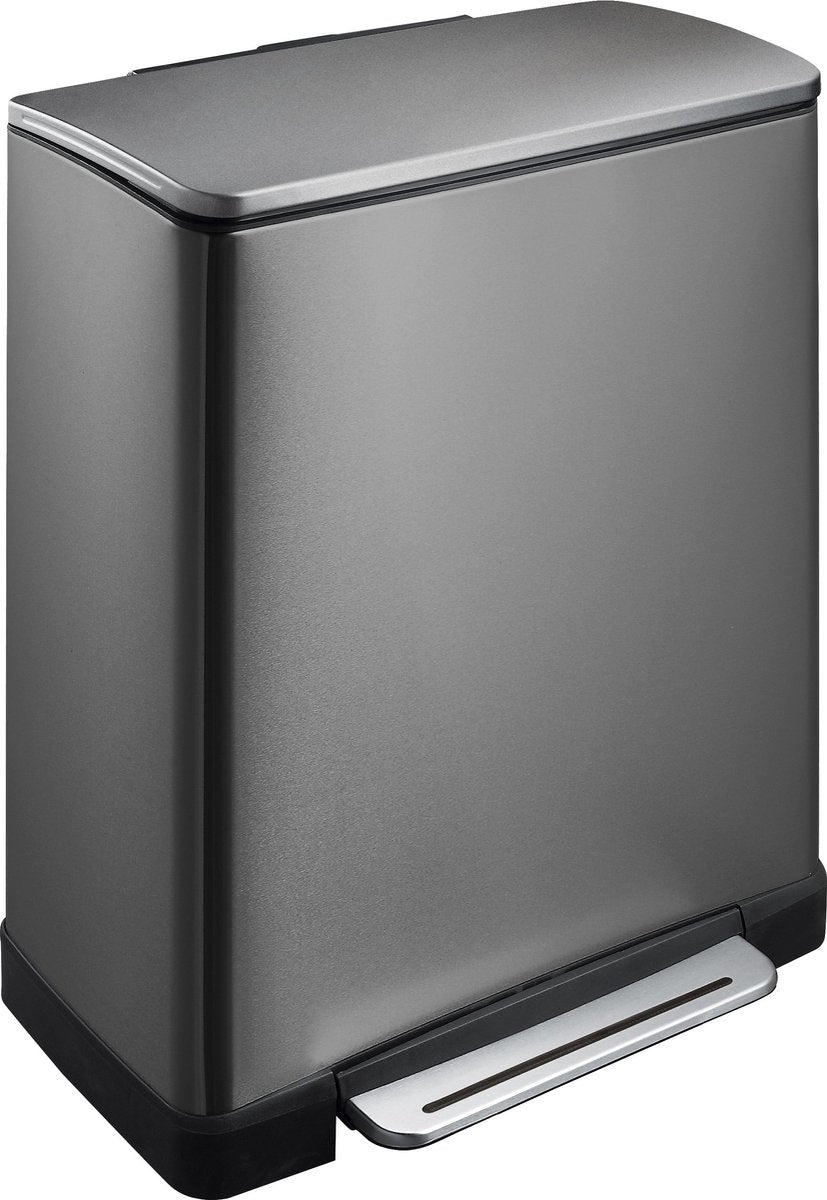 Eko - e-cube recycling pedaalemmer 28+18 liter - stainless steel plastic - black steel - prullenbak