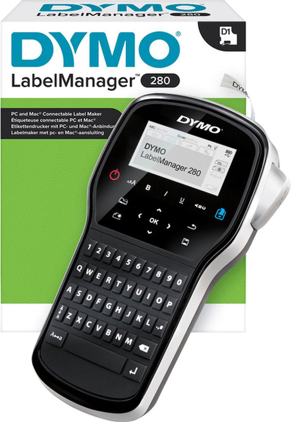 Dymo labelmanager 280-labelprinter | oplaadbare labelmaker met qwerty toetsenbord | inclusief zwart-wit d1-labeltape (12 mm) | voor thuis en op kantoor