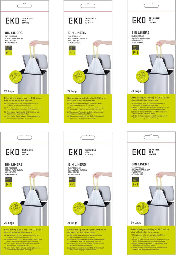 Eko - afvalzakken 30.3 ltr (f1) (6x20 stuks) - - wit - afvalzak