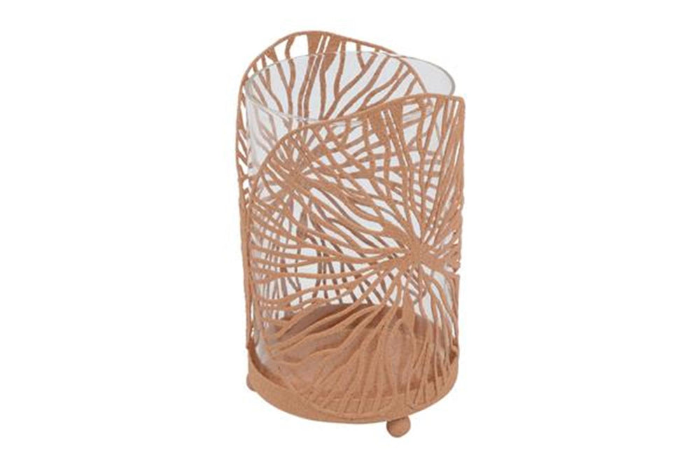 Countryfield waxinelichthouder janine s beige metaal 9,5x9,5x15cm
