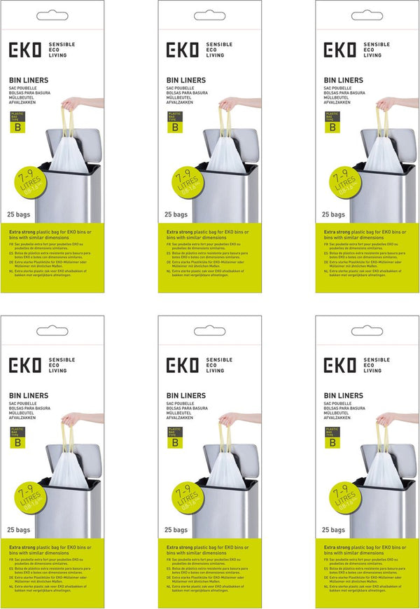Eko - afvalzakken 7-10 ltr (b), (6x25 stuks) - - wit - afvalzak