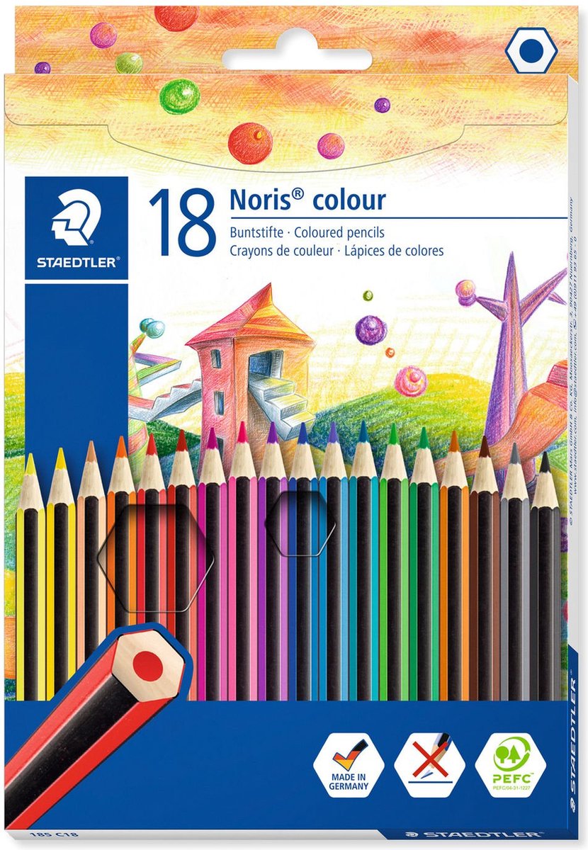 Staedtler kleurpotloden noris 17,5 cm hout grafiet 18 stuks