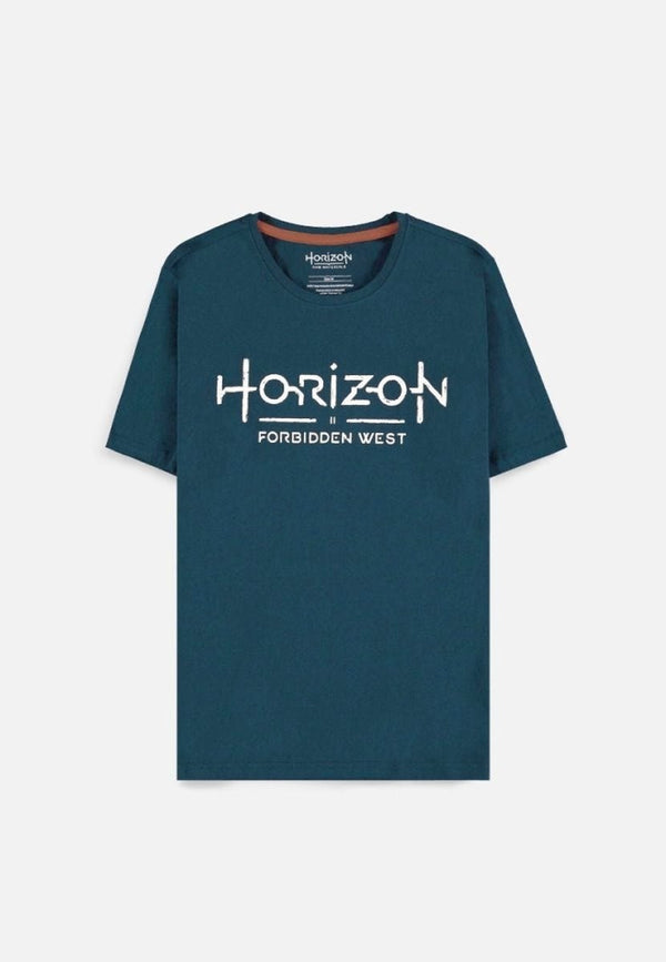 Difuzed horizon forbidden west - logo heren t-shirt - 2xl - blauw