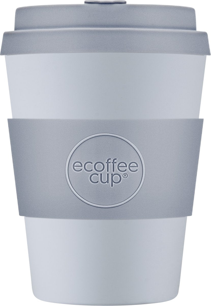 Ecoffee cup glittertind pla - koffiebeker to go 350 ml - lila siliconen