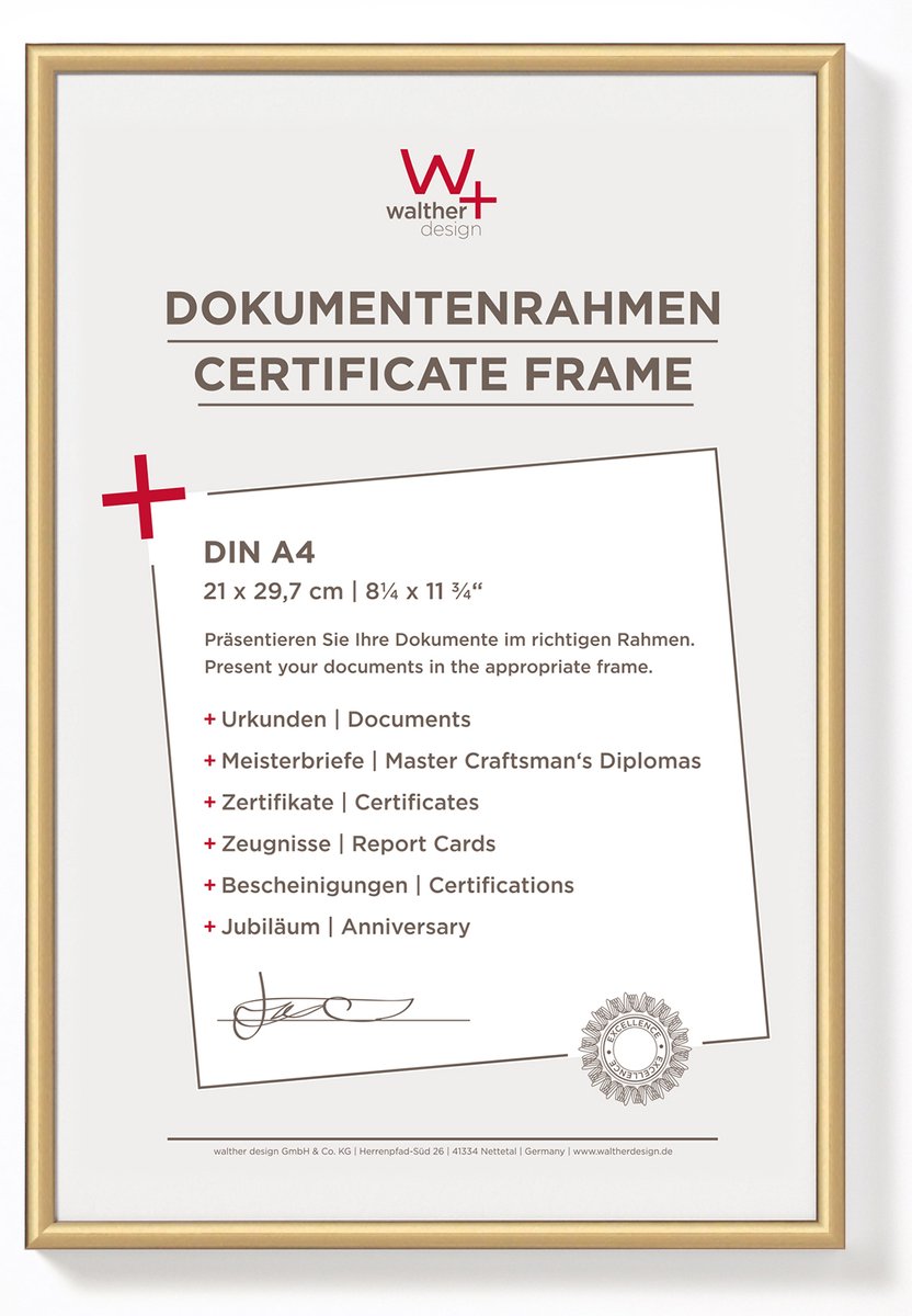 Walther new lifestyle - kunststof lijst - fotoformaat 21x29,7 cm (din a4) - brons