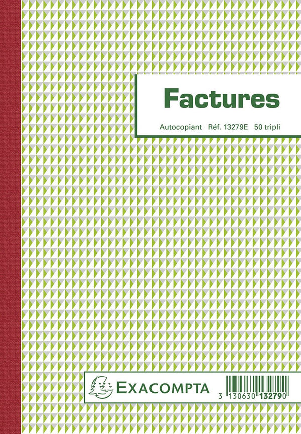 Exacompta 10x doorschrijfpapier facturen 21x14,8cm 50 bladen triple zelfkopiërend - - 13279e